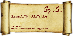 Szamák Sándor névjegykártya